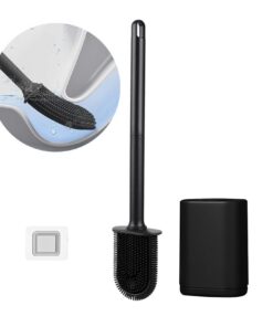 Silikon Toilettenbürste Schwarz-Weiß mit Schnelltrocknendem Halter Wand- & Standmontage Badezimmer WC Bürste