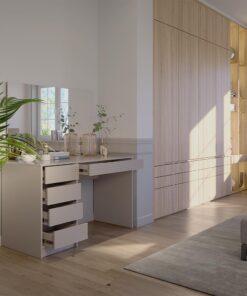 Vicco Schminktisch Cashmere Sherry - Kosmetiktisch für Frau, perfekt für Zuhause - 120x75x55 cm, 5 Schubladen, vielseiti