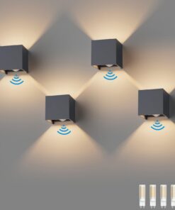 Klighten LED Wandleuchte mit Bewegungsmelder Anthrazit 4Pack Innen/Außen Einstellbar Abstrahlwinkel
