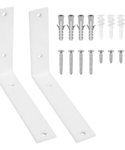 Schwarz-Weiß 2 STK Regalhalterung, Metallwinkel 90 Grad, Schwerlast Halterung für Holzregale, 200 x 150 x 38 mm | Weiß
