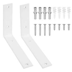 Schwarz-Weiß 2 STK Regalhalterung, Metallwinkel 90 Grad, Schwerlast Halterung für Holzregale, 200 x 150 x 38 mm | Weiß