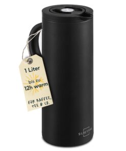 SILBERTHAL Thermoskanne 1l Edelstahl - Warmhaltung 12h & Kälteinhaltung 24h - Moderne Kaffeekanne Schwarz Matt