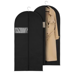 Atmungsaktiver Schwarz Kleidersack 120x60cm zur Mottensicherung | Lang Anzugtasche mit Reißverschluss für Kleiderrahmen
