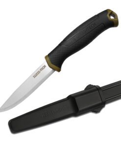 Swiss Tech Outdoor Messer, Bushcraft Messer für Männer beim Camping, Jagden und Wandern 20cmaktiv, Feststehende Klinge m