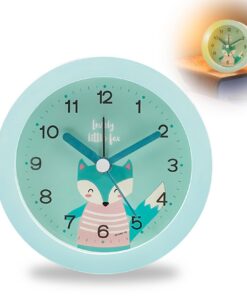 Analoger Wecker ohne Ticken für Kinder - Blau Fuchs Lautloser Lichtwecker für Kinderzimmer
