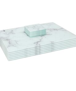 Harbour Housewares Glas Tischsets Marmor Set 40x30cm 12pc Hitzebeständig Rutschfest