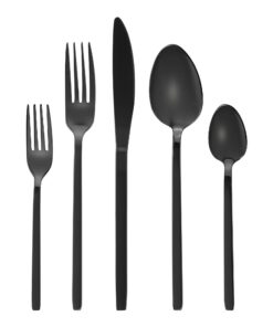 GRÄWE Schwarzes Besteck-Set für 2 Personen, 10-teilig, spülmaschinengeeignet, Serie Lissabon