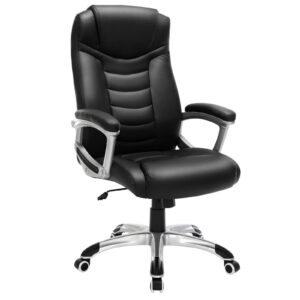 SONGMICS Ergonomischer Bürostuhl, robust und langlebig, geschäftsmäßig, im Büro, maximale Rückenstütze, OBG21B, 52 x 53