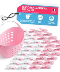 Culiclean Stabil Soft Clips mit Korb - 40 Stück, Rosa/Pink, praktische Speichermöglichkeit und ökologischer Alternativst