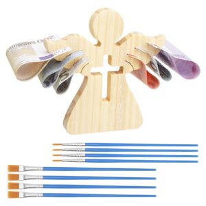 [APOMOONS] Holzengel Geschenk Mit 8 Ölmalpinseln | Schutzengel Kommunion | Junge Mädchen