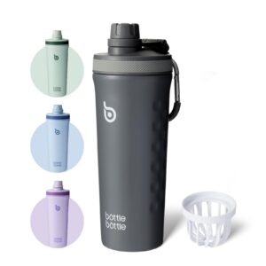 Bottlebottle Shaker Trinkflasche 26oz BPA-frei Protein Shaker für Fitness Grau Bottlebottle Fitness Shaker 26oz Edelst