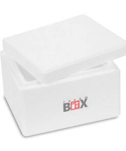 THERM BOX Styroporbox für Kühl- und Warmhaltebedarf - Isolierbox 2W, 18x14x9cm, 3cm Wand, 2,39L, Wiederverwendbar
