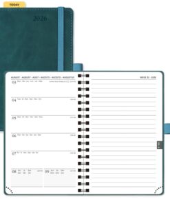 POPRUN Taschenkalender 2026 Petrolgrün Klein Ringbuch mit Notizfunktion POPRUN Taschenkalender 2026 Petrolgrün für Büro