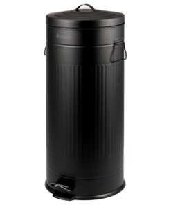 eluno Vintage Küchenmülleimer 30L Treteimer mit Soft-Close Deckel Metall Schwarz