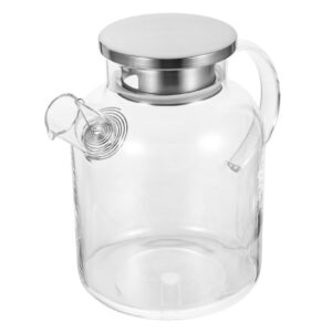 PRETYZOOM Glas Wasserkanne Hitzebeständiger Saftkrug Für Küche Mit Edelstahl Deckel Zu Reinigen Leicht Praktisch