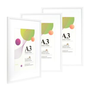 Scholar Tree Weiß A3 Bilderrahmen mit Passepartout, perfekt für Wohnzimmer und Büro, moderne Design, 3 Pack, 29,7 x 42 c