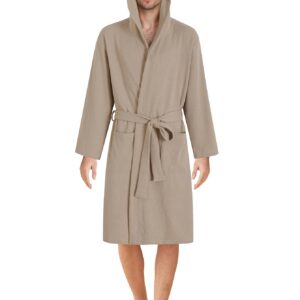 Latuza Leichter Herren-Bademantel mit Kapuze --langweilige-Comfort-Waffelstrick