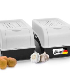 Novaliv Kartoffel Aufbewahrungsbox 2x 5L Weiss | Frischhaltedose für Kartoffeln und Zwiebeln | Stapelbar Gemüsebox Obstb