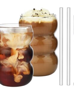 VITEVER Latte Macchiato Gläser Set - 2 Spülmaschinenfest Gläser für Cappuccino, Caffe Lungo oder Americano - Kostenloser