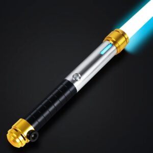 ELESKOCO Motion Control Duell Lichtschwert, Premium Metallgriff, 16 Farben RGB Lichtschwert für Erwachsene Geschenk, Sch
