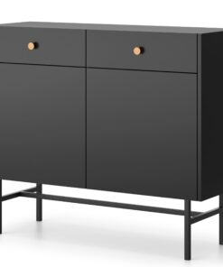 Selsey Kommode Aufbewahrungsschrank 2 Türen 2 Schubladen Schwarz Diveros
