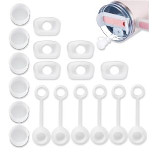 Roinaid Silikon Stopfen Stanley Cup Zubehör 18er Set, inklusive 6 Strohhalm-Deckel, 6 quadratische Stöpsel und 6 runde L