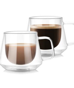 Doppelwandige Latte Macchiato Gläser für Eis, Milch und Espresso, 2er Set 200ml, Borosilikatglas, thermiskeInset: Eis, M