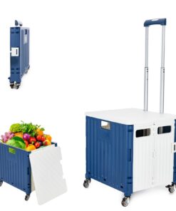 Klappbarer Einkaufstrolley 65L 40KG mit 360° Drehrädern - Weiß