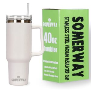 Reisebecher mit Strohhalm und Deckel, doppelwandig, vakuumisolierter Kaffeebecher für heißen und kalten Kaffee, Kaffeebe