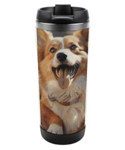 GHENBLT Nette Corgi Hund Kaffee Reise Becher Edelstahl Isolierte Wasser Flasche 12oz Reise Kaffee Tumbler