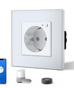 BSEED Schuko Wifi Steckdose 16A Smart Alexa Glassteckose, APP-Steuerung und Arbeit mit Alexa/Google Home, 1 Pack 86mm We