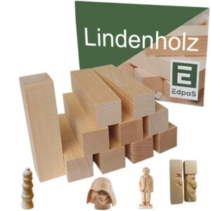 Schnitzholz Linde - 10er Pack Holzblöcke, perfekt für Basteln und Drechseln, ideales Schnitzholz für Kinder und Erwachse