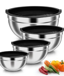 Onader Rührschüssel 4er Set Schwarz - Kochen, Backen & Salatieren - 4,5L/ 3L/ 1,5L/ 1,2L - Spülmaschinenfest & Gesund