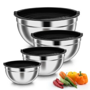 Onader Rührschüssel 4er Set Schwarz - Kochen, Backen & Salatieren - 4,5L/ 3L/ 1,5L/ 1,2L - Spülmaschinenfest & Gesund