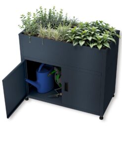 Metzler Hochbeet für den Garten mit Stauraum - Witterungsbeständiges Metall-Gartenbeet | 100 x 90 x 50 cm | Pflanzenbeet