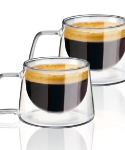 KAMEUN Doppelglas Kaffeegläser 300ml 2er Set für Tee und Cappuccino, robuste Doppelwandige Gläser aus Borosilikatglas mi