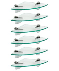 Harbour Housewares 6x 20cm Klare Schwebende Eckregale aus Glas - Badezimmer Küche Dusche Lagerung