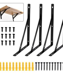 4 Stück Retro Regalhalterung für Innendekoration, 300mm Wandregal mit 90 Grad Schwerlast Konsole | 300mm Metall Regaltr