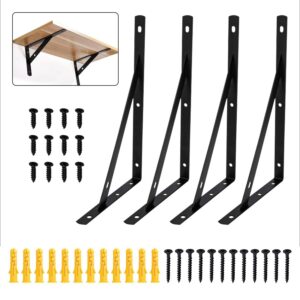 4 Stück Retro Regalhalterung für Innendekoration, 300mm Wandregal mit 90 Grad Schwerlast Konsole | 300mm Metall Regaltr