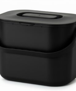 blackswedenhome Biomülleimer Küche 7L Geruchsdicht Design mit Sieb Schwarz