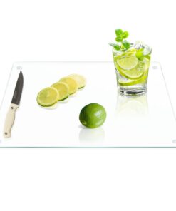 Glas Schneidebrett 40x30 cm – Transparent gehärtetes Glas, Rutschfest Hitze- & Kratzfest – Ideal als Herdabdeckplatte