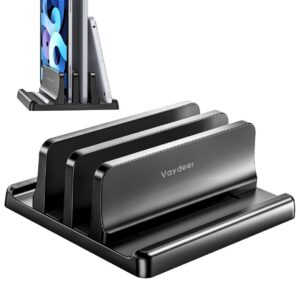 VAYDEER Vertikaler Laptop Ständer für MacBook und iPad Schwarz | VAYDEER Vertikaler Dual Laptop Ständer Kompatibel für