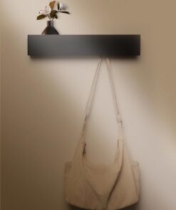 43,5cm Versteckte Wandgarderobe Schwarz mit 5 Haken & Ablage – für Flur & Schlafzimmer
