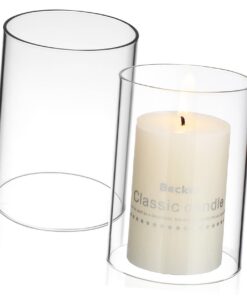 Cabilock Glaszylinder ohne Boden 7cm Durchmesser transparent für Offene Flamme Dekorative Kerzenmünder 2 Stück
