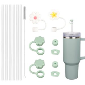 Giantzhong Stanley Cup Zubehör Set - 6 x 31 cm Strohhalme, 6 Auslaufsichere Silikonstopfen, 2 Abdeckungen, 1 Reinigungsb