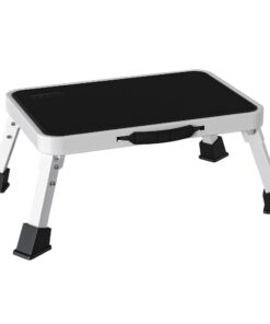 BONTEC Klapptritt bis 150 kg, klappbarer weißer Tritthocker rutschfest, Faltbarer Hocker für Küche Bad Camping