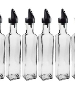hocz Glasflaschen Set | 24 teilig | Füllmenge 250 ml | Deckelfarbe Silber | 12 Maras 12 Ausgießer für Dressing Saftflaschen Likörflaschen Setzen Sie ganz einfach Ihr eigenes Öl an