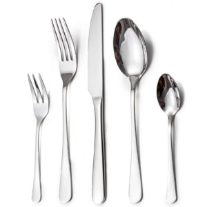 LAZAHOME Besteck Set, Edelstahl Spiegelpoliert für 12 Personen, Silber Tafelbesteck, Spülmaschinenfest