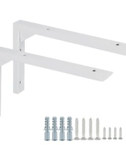 Mooche 25cm L-Regalhalterungen für Weiß | Edelstahl Metallwinkel Wandhalterung | 2 Stück Regalträger | Wandbygone und Re