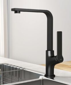 EMKE Schwarz Matt Küchenarmatur 30x22x10 cm, 360° Drehbar Wasserausgang, Edelstahl Einhebelmischer Kühlung | EMKE Moder
